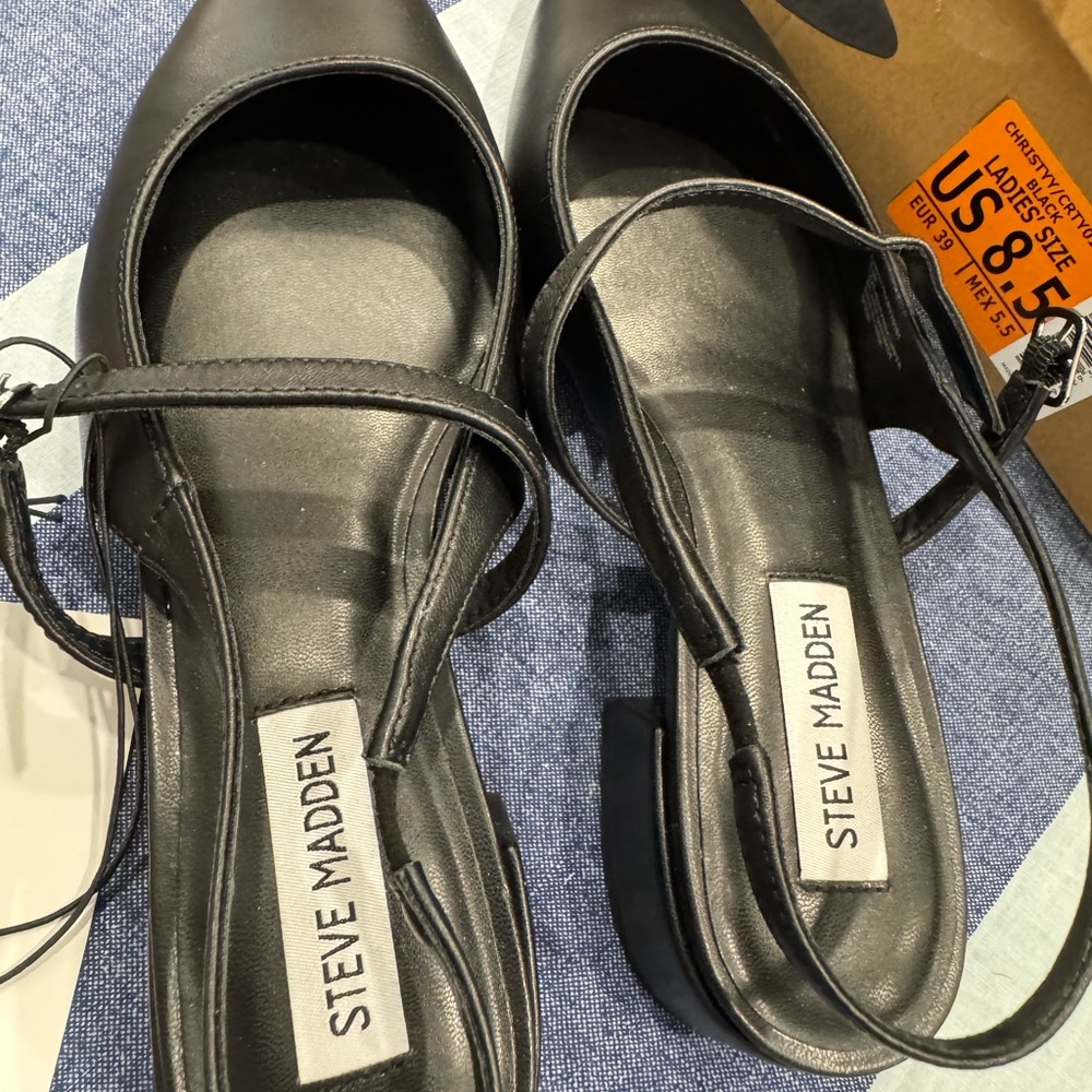 Steve Madden Black Strappy Heels - Picture 2 of 8